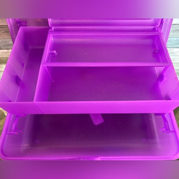 Caboodles On The Go Girl Makeup Beauty Case w/Mirror Purple Sparkles Lips Logo - Picture 10 of 10